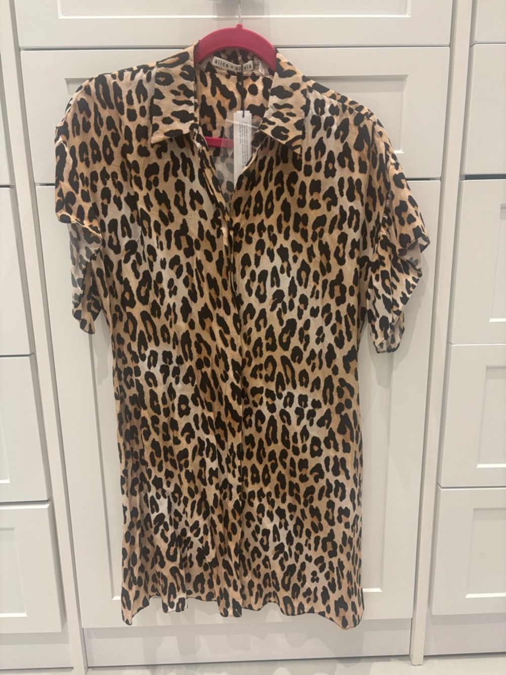 Alice + Olivia Tan and Black Leopard Print Shirt Dress